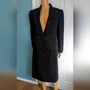 Sasson Black Pinstripe Blazer and Skirt Set